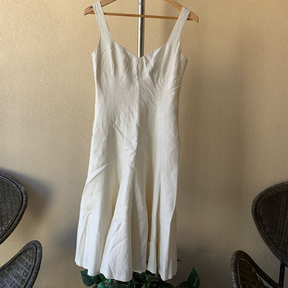 Lauren by Ralph Lauren white linen midi dress Sz 4
